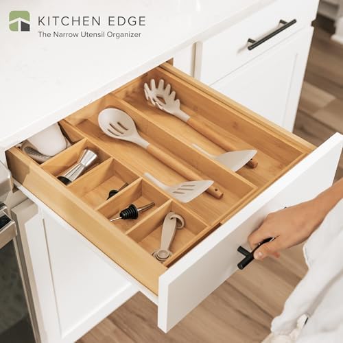 KitchenEdge Utensil & Junk Drawer Organizer, 10.5-19 in, Bamboo - Image 2