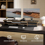 Fenge Monitor Stand, Desk Computer Riser with Frosted Storage Drawer, Black - Image 5