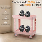 ELAFROS 2-Tier Rolling Storage Cart, 34 x 17 in, Sakura Pink - Image 6