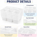 6 Pack Classroom Caddy with Handle, 6 Compartment (Clear) - Image 3
