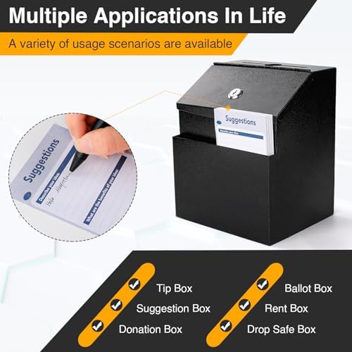 Suggestion Boxes with Slot and Lock,2 Pack Metal Donation Boxes - Image 3