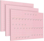 Peg Board, 3 Pack Metal Pegboard Panels Pink Pegboards Wall Organizer with Frame Large Heavy Duty Peg Board with Hooks for Walls Home, Garage Tool Storage, Office, Craft Room, Kitchen 24”×16” by MUWOOD