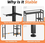 Over The Toilet Storage with Side Rack, 4-Tier Over Toilet Storage Rack with Thick Wood Top Shelf & 3 Small Side Shelves, Freestanding Bathroom Organizer for Bathroom, Laundry, Balcony (Black) - Image 7