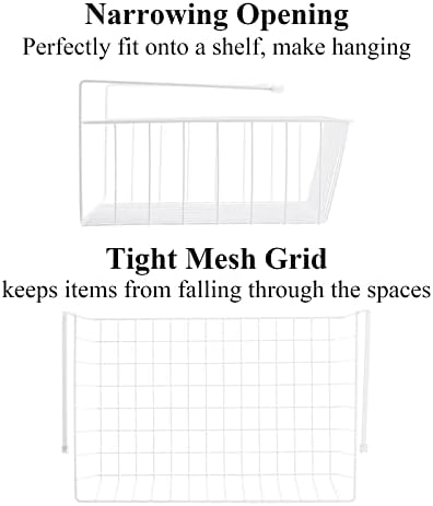 Tebery 4 Pack White Under Shelf Wire Basket Hanging Storage Baskets, Under Cabinet Add-on Storage Racks Slide-in Baskets Organizer for Kitchen Pantry Desk Bookshelf - Image 5