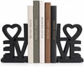 Love Bookends, Black Decorative Book Ends for Shelves, Resin Bookends Set by QIANLING