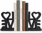 Love Bookends, Black Decorative Book Ends for Shelves, Resin Bookends Set by QIANLING