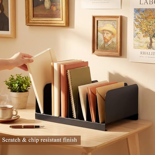 Suzile Metal Desktop File Organizer, 8 Compartment, Vertical File Sorter - Image 3
