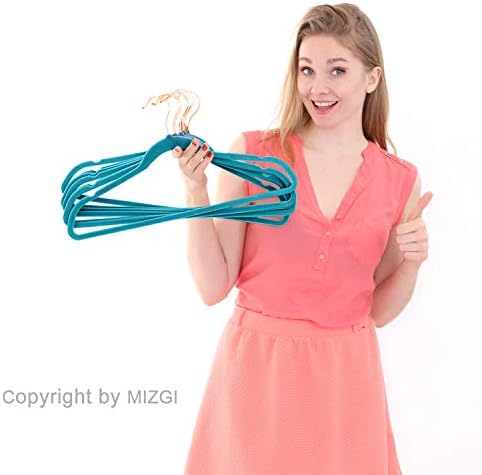 MIZGI Velvet Hangers 50 Pack Non Slip Heavy Duty Teal Rose Gold Hooks - Image 5