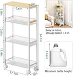 4-Tier Slim Utility Rolling Laundry Cart with Wheels, White - Image 5