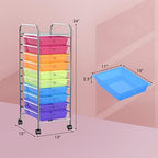 COSTWAY 10-Drawer Rolling Storage Cart, Utility Mobile Trolley - Image 3
