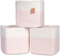 NaturalCozy 13 Inch Cube Storage Bins Cotton Rope Woven Baskets for Organizing 3-Pack | 13 x 13 Storage Cubes | Fabric Square Storage Baskets for Shelves Organizer, Kids Toy Bins, Closet Baby Nursery by NaturalCozy