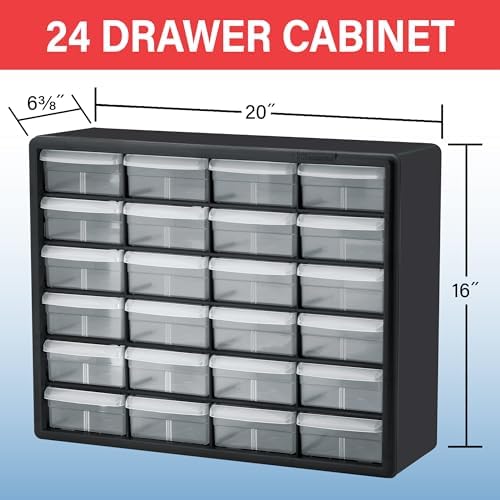 Akro-Mils 24-Drawer Plastic Storage Cabinet, 20" W x 6" D x 16" H, White - Image 3