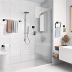 TQKAG Matte Black Bathroom Hardware Accessories Set 10 Pieces, 23.6" SUS304 Stainless Steel Towel Bar Set Wall Mounted Includes Single Towel Bar, Towel Ring, Toilet Paper Holder, Double Towel Hooks - Image 7