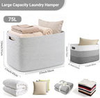 Large Laundry Basket/Hamper, 22"x17"x12", Light Grey Basket - Image 2