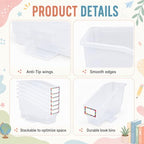 gisgfim 6 Pcs Non-Tip Book Bins with Stabilizer Wings (Clear) - Image 3