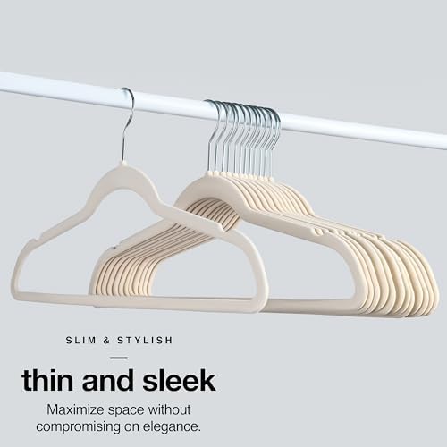 Home-it Premium Velvet Hangers 100 Pack - Ivory Suit Hangers Non Slip - Heavy Duty Clothes Hangers for Closet, Jacket, Shirt, Pants and Suit, Hook Swivel 360 - Ultra Thin - Image 3