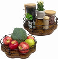 2 Pack, 11" & 12" Wooden Lazy Susan Turntable with Higher Metal Sides, 360° Rotating Lazy Susan Organization and Storage for Cabinet, Table Top, Kitchen, Countertop, Dining Table, Pantry, Coffee Bar by BaiWinlar