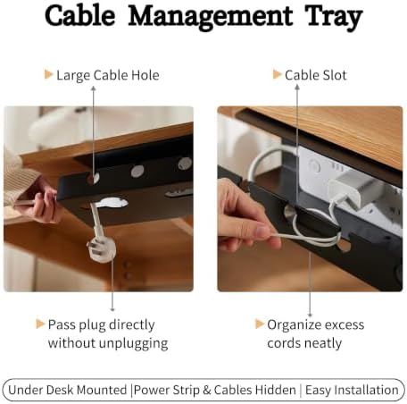 Ovanmexis Under Desk Cable Management Tray, 2-Pack, Black - Image 6