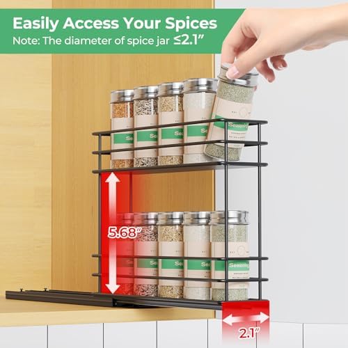 Mystozer Pull Out Spice Rack Organizer for Cabinet, Slide Out Spice Racks - Image 3