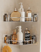 Corner Shower Caddy, Stainless Steel 304, Integrated Molding Bathroom Shelves, Wall Mounted Shower Organizer with Nail Free Adhesive, Suit for Corner Storage Racks in Bath Kitchen(2 Pack) by Unknown