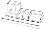 Clear Acrylic Desk Organizer 4-Piece Desk Kit + Free Complimentary Acrylic Ruler, Desktop Organization for Office or Home by EXPUTRAN