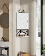 CHOEZON Bathroom Wall Cabinet, Corner Medicine Cabinet, Wall Mount Corner Cabinet for Bathroom with Open Shelf and Adjustable Shelf, Space-Saving, for Bathroom, Kitchen, Living Room, White and Black - Image 2