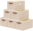 Yawinhe Foldable Storage Baskets for Shelves,16.9x11.8x10.2in,Beige,6-Pack by Yawinhe