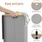 Lifewit 150L Large Laundry Basket with Lid, 2 Removable Bags, Sliver Gray - Image 5
