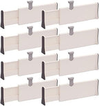 TENABORT Set of 8 Adjustable Drawer Dividers Organizer Separators Plastic Dresser Organizer for Bedroom, Bathroom, Closet, Office Desk, Kitchen Storage by TENABORT