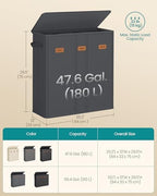 SONGMICS 160L Laundry Hamper, 4-Compartment Laundry Sorter with Lid - Image 6