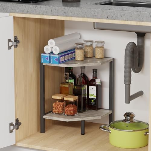 Creso hom Corner Shelf Stand, 2 Tier Industrial Corner Bookshelf - Image 6