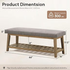 Zihanhome Entryway Shoe Bench, End of Bed Bench,Upholstered Bench(Grey) - Image 2