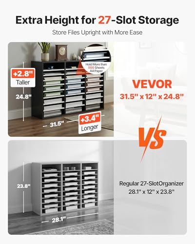 VEVOR Literature Organizer, 36 Compartments Office Mailbox with Adjustable Shelves, Wooden Mailbox Sorter Medium Density Fiberboard Office Home Classroom Storage for Files, Documents, Papers, Grey - Image 2