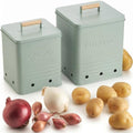Beautiful Potato and Onion Storage Container Set - Food Safe Metal Bins by ZICOTO