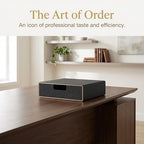 Uonlytech Black PU Leather Desk Drawer Document Organizer for Office Use - Image 3