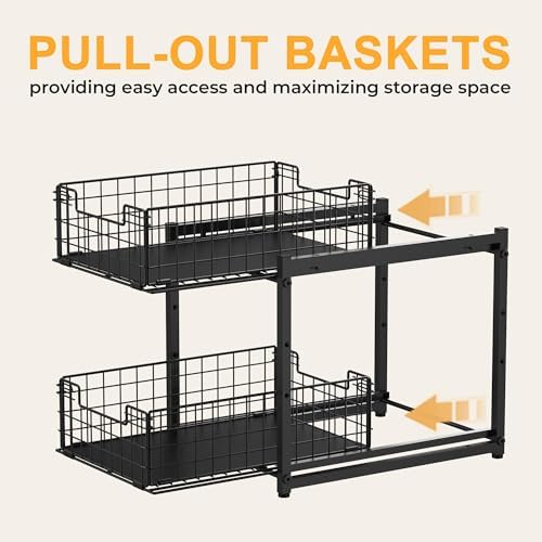 Under Sink Organizer, 2-Tier Pull Out Cabinet Organizer - Image 5