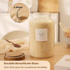 2 Pack Large Glass Flour and Sugar Storage Containers with Airtight Acacia Lids and 132 Kitchen Pantey Labels Preprint - 95 LF OZ Borosilicate Glass Canister Sets for Food,Spaghetti,Cookie,Rice - Image 4