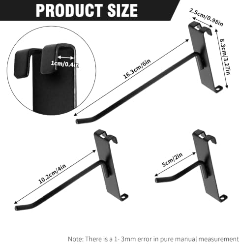 60 PCS 2/4/6 Inch Gridwall Hooks, Heavy Duty Black Display Hooks for Grid Wall Panels, Metal Hook for Retail Stores, Home and Garage Storage - Image 2