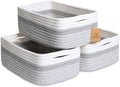 NaturalCozy 11.8"x8"x4.5” Storage Baskets for Shelves 3 Pack | Cotton Rope Woven Small Baskets for Organizing | Small Storage Bins for Nursery, Bathroom, Closet, Cube Shelf, Decorative, Gift Basket by NaturalCozy