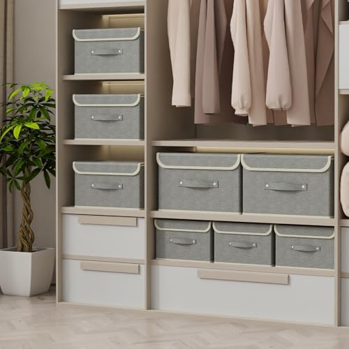 Foldable Fabric Storage Cubes with Lids,Grey 15x9.8x9.8in,3 Pack - Image 2