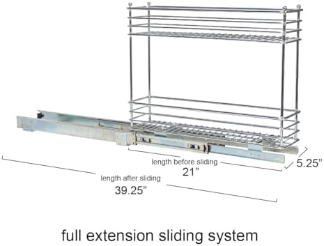 Household Essentials Chrome 2-Tier Sliding Cabinet Organizer, 5" - Image 3