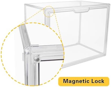 GUDEMAY Clear Stackable Plastic Storage Bins with Magnetic Lid, Dustproof Book & Cosmetic Display Cases, Large Figures Collectibles Showcase, Shoe Box, Protection Organizer (L, Count, 5) - Image 6