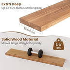 Floating Shelves for Wall Decor, 8" Deep Rustic Solid Elm Wood Floating Shelves Wall Mounted, Wall Shelves with Invisible Bracket for Living Room Bathroom Bedroom Kitchen, 40 Inch Set of 1, Natural - Image 5
