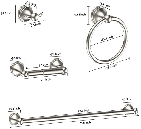 8Pcs Brushed Nickel Bathroom Accessories Set Towel Racks for Bathroom - Image 4