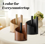 Handcrafted Solid Wood Paper Towel Holder with Brass Stand, Minimalist Scandinavian Kitchen Countertop Organizer for Napkins Receipts Mail, Natural Wood Desk Décor - Image 6