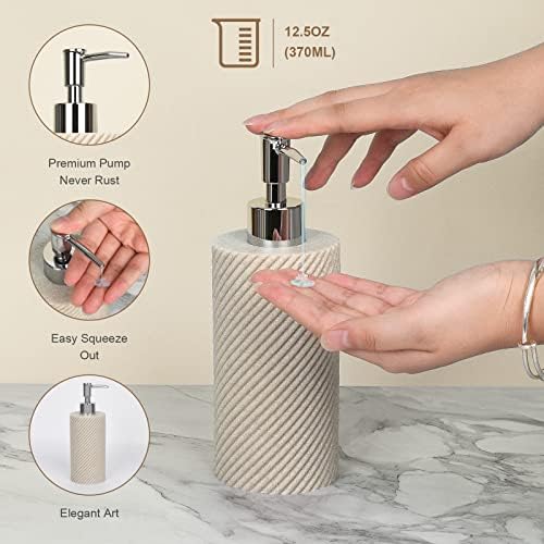 Beige Bathroom Accessories Set 4 Pcs - Toothbrush Holder,Lotion Soap Dispenser,Qtip Holder Dispenser,Vanity Tray for Countertop Vanity Organizer,Bathroom Accessory Set - Image 6