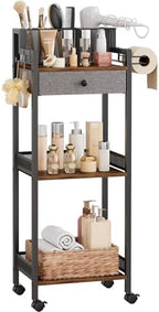Bathroom Stand, Makeup Cart with Drawer for Cosmetic and Skincare by HomeLivingStorageOrganizer