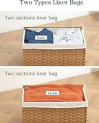 SETVSON Storage Basket with Lid, 2-Lid PE Rattan Storage Bin, Natural - Image 6