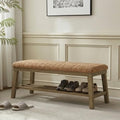 VKNOW Entryway Bench, Storage Shoe Bench with Rubberwood Legs, Orange by VKNOW
