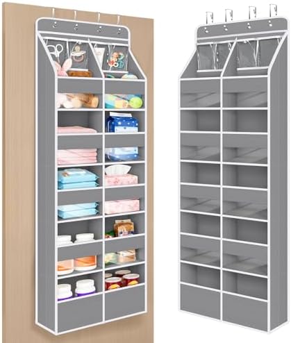 Univivi Upgraded Over the Door Organizer for Baby Nursery, Grey, 6-Shelf by Univivi